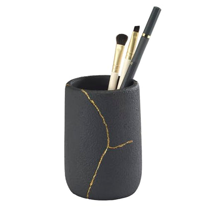Nicole Miller - Tumbler, Resin Countertop Accessories, Dorm Room Essentials (Sydney Collection, Black/Gold) - size: Tumbler