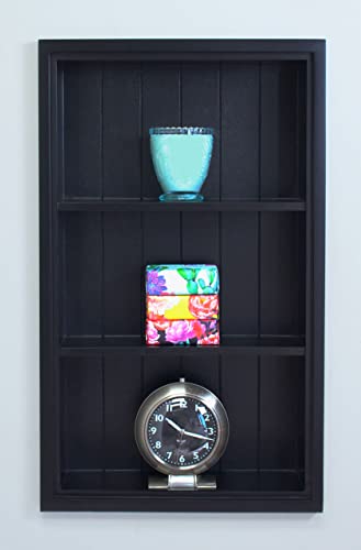 14x24 Sloane Recessed Wall Niche Medicine Cabinet Replacement, in The Wall Bathroom Cabinet Insert Shelf/Shelves, Made in North America, Real Wood, NO MDF, Black Beadboard Back - color: Black, size: 14x24
