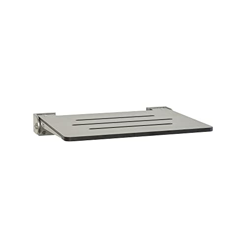 Sechrome 18 inch Silhouette Slimline Folding Wall Mount Shower Bench Seat, Gray Weathered Ash Seat with Silver Frame - color: Weathered Ash With Silver Frame