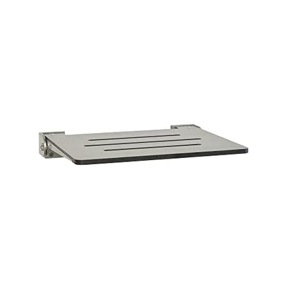 Sechrome 18 inch Silhouette Slimline Folding Wall Mount Shower Bench Seat, Gray Weathered Ash Seat with Silver Frame - color: Weathered Ash With Silver Frame