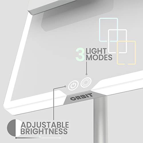 Orbit LED Vanity Mirror with Lights, 7X/1X Magnification, Dimmable & USB-C Rechargeable Tabletop Mirror - Chalk Grey - color: Chalk Grey