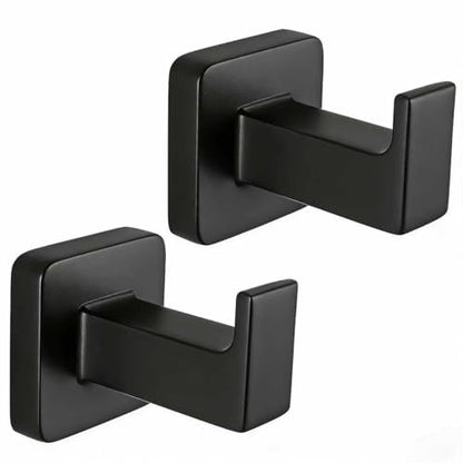 Matte Black Square Wall Hanger, Towel Hanger, Wall Mounted, Bathrobe Hook Kitchen Hooks 2 Bathroom Hooks - color: Matte Black 2