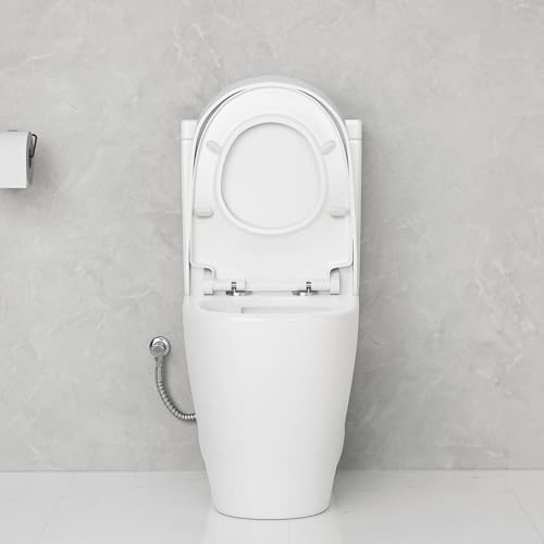One Piece Toilet Elongated Dual Flush, 17.3" ADA Seat, White | ADA Compliant 17.3" chair height with soft close seat, Dual flush 1.1/1.6 GPF, Elongated toilet bowl, 12" rough-in, White - color: White 365Model