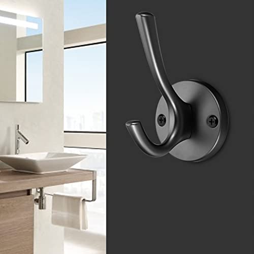 4 Pack Heavy Duty Wall Hooks, Stainless Steel Towel Hooks 55lbs Capacity | Heavy duty stainless steel hooks hold up to 55 lbs. Rust resistant wall mount design for towels, coats, robes and home use. - color: Black
