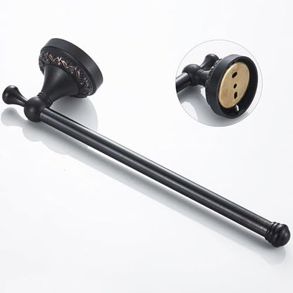 Oil Rubble Bronze Brass Bath Towel Holder Towel Rack, Wall Mounted Black Bathroom Hardware Accessories, Pattern Carving Design - color: Towel Holder