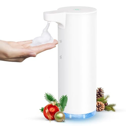Automatic Soap Dispenser Foaming: Rechargeable Touchless Soap Dispenser Stainless Steel Foam Soap Dispenser for Bathroom Hand Soap Pump for Kitchen Xmas Gift, 9oz, White - color: White