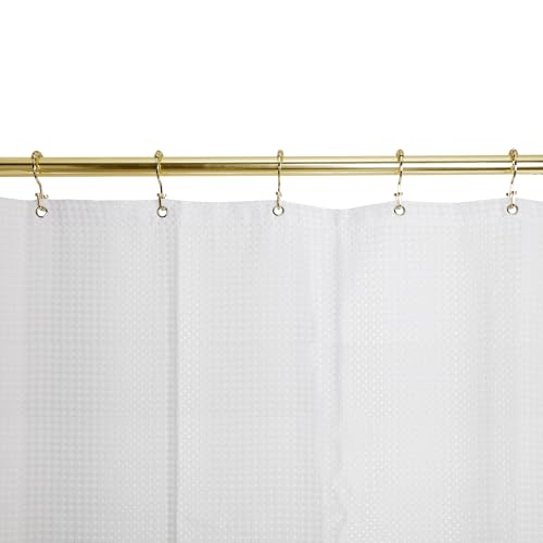 HK1GD Deco Flat Double Roller Shower Curtain Hooks; Gold - Set of 12 - color: Gold