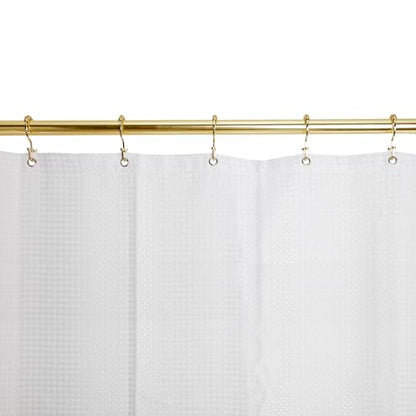 HK1GD Deco Flat Double Roller Shower Curtain Hooks; Gold - Set of 12 - color: Gold