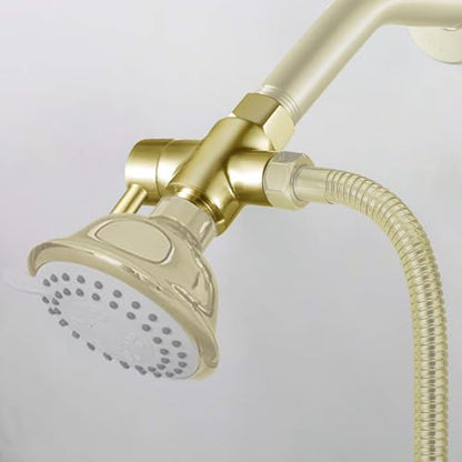 Brass Shower Arm Diverter Valve for Hand Held Showerhead and Fixed Spray Head,G 1/2 3-Way Bathroom Universal Shower System Replacement Part (Brushed Gold) - color: Brushed Gold