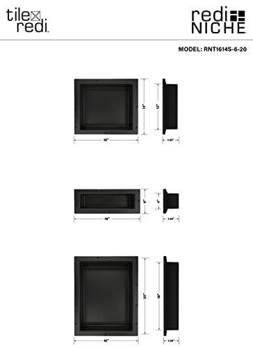 Redi Niche Triple Recessed Shower Shelf – Black, Three Shelves, 16-Inch x 40-Inch x 4-Inch - size: 40" H x 16" W, style: 3 Shelves