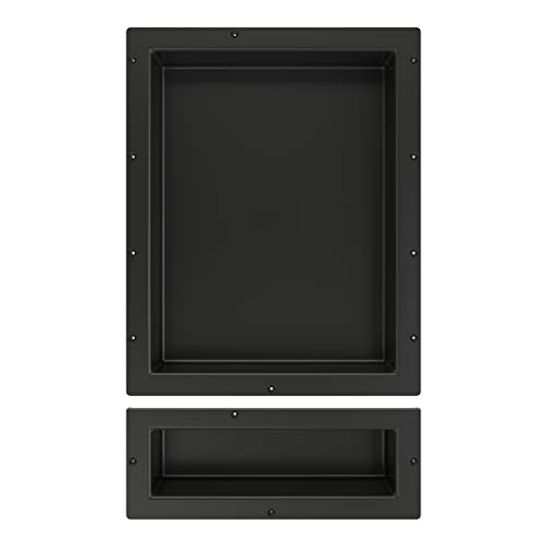 Redi Niche Double Recessed Shower Shelf – Black, Two Shelves, 16-Inch x 26-Inch x 4-Inch - size: 26" H x 16" W, style: 2 Shelves