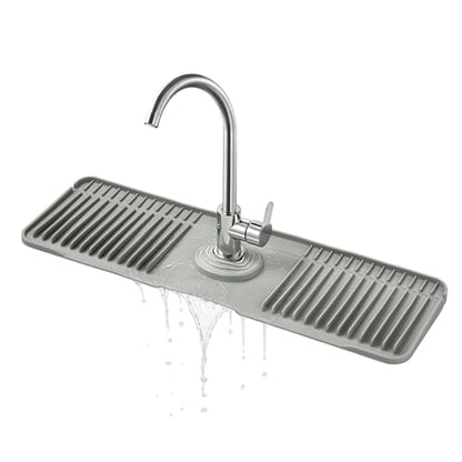 Craftdady 17.5'' Faucet Mat for Kitchen Sink Kitchen Sink Splash Guard | 5° Slope Fast Self-draining Black Kitchen Sink Faucet Mat Behind Faucet fit for Countertop Bathroom Farmhouse - color: Gray