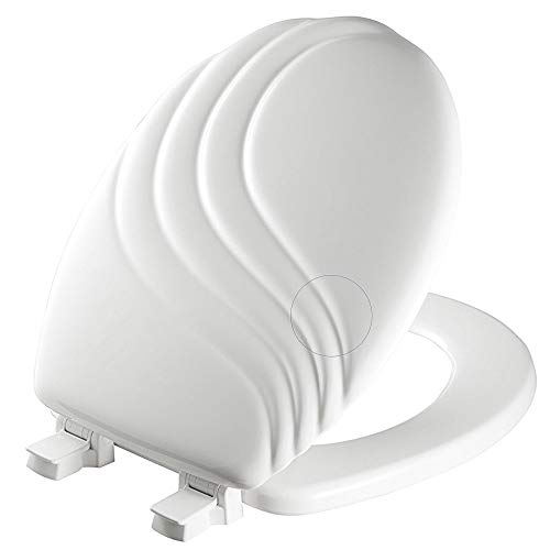 Mayfair Sculptured Swirl Toilet Seat, Easy Clean Hinges with Durable Wood Seat, Made in USA, Round, White - color: White, size: Round, style: Swirl