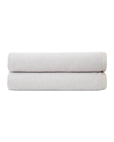 Cozy Earth Nantucket 60% Cotton 40% Viscose from Bamboo Bath Sheet | 600 GSM Plush and Fast-Drying with Rice Weave Pattern, 2 Pack 40" x 65" Luxury Bath Sheet, Light Grey - color: Heathered Light Grey, size: Bath Sheet