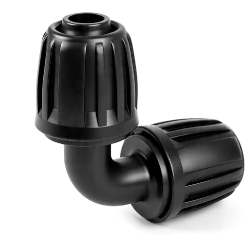 Drip Irrigation Elbow Fittings, 10 Pieces 1/2'' Dripline Locked Barbed Elbow Connectors for 1/2 Inch Irrigation Tubing (1/2" ID x 0.670" OD) 90 Degree Corner for Garden Sprinkler Systems - size: 1/2" Lock Nut Elbow