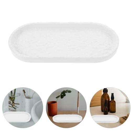 Totority Elegant White Ceramic Bathtub Tray with Large Capacity, Minimalist Design, Easy to Clean Vanity Tray for Bathroom, Decorative Cosmetic Holder and Phone or Book Rest