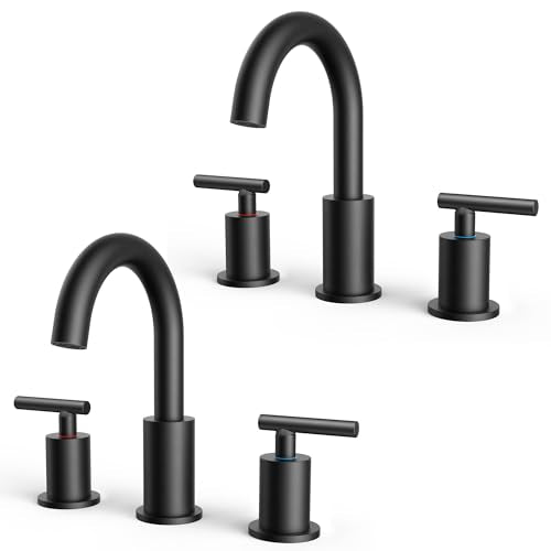 FORIOUS 2 Pack Black Bathroom Faucet 3 Hole,Commercial Widespread Faucet 8" | Wholesale 8 Inch Matte Black Bathroom Sink Faucet 3 Hole with 360° Swivel Spout, Vanity Faucet for Renovation and Upgrading - color: Matte Black × 2, style: Modern