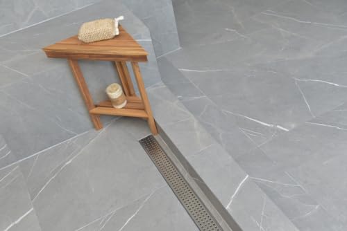 304 Stainless Steel Brushed Nickel Linear Shower Drain Kit Traditional Square Linear Shower Drains for Tile Floor Long Hair Catcher Strainer Grate Cover Bathroom (16 Inch) - size: 16 Inch