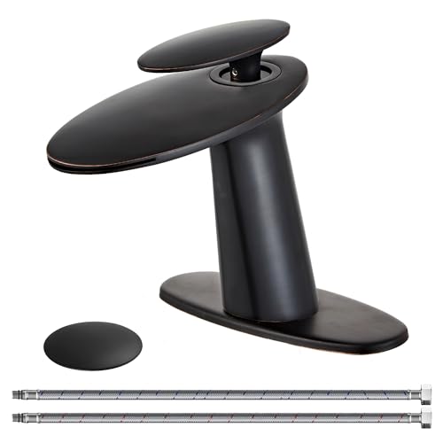 Oil Rubbed Bronze Waterfall Bathroom Sink Faucet and Pop Up Drain - color: Oil Rubbed Bronze, size: Short Body