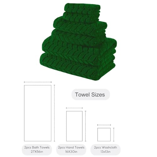 BAGNO MILANO Certified Organic Turkish Cotton Bath Towels, Luxury Jacquard Absorbent, Ultra Soft-Plush Organic Towel Set (Royal Green, Towel Set of 6) - color: Royal Green