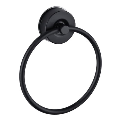JOMOLA Stainless Steel Suction Cup Towel Ring Holder - No Drill Bathroom & Shower Accessories, Rustproof Adjustable Towel Rack for Spa, Poolside, Gym, RV, Boat, Matte Black - color: Black-1 Pack