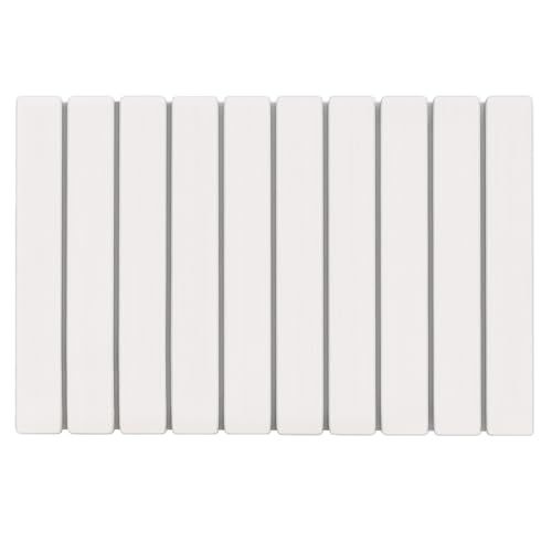 Foldable Stone Bath Mat 60x39cm | Quick-Dry Diatomaceous Earth Bath Rug with PVC Anti-Slip Base | Bathroom, Kitchen, Pet-Friendly Water Absorbent Mat - color: White