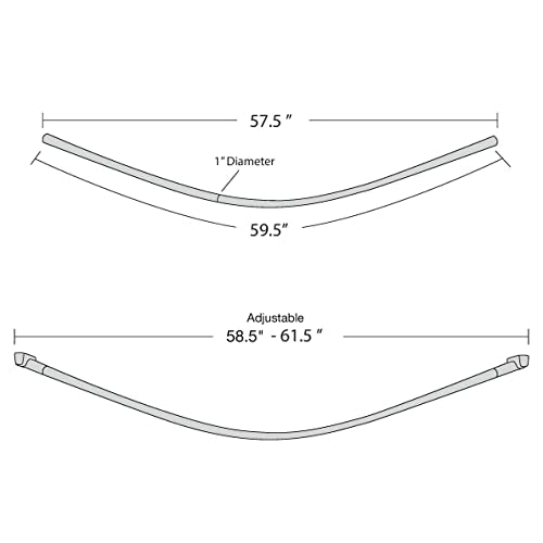 60 Inch Fixed Stainless Steel Curved Shower Curtain Rod (Chrome Plated) | Hotel-quality rustproof 5 foot wall-mounted rod with a solid one-piece build for added shower space and smooth ring sliding - color: Chrome