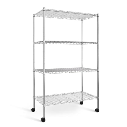 Simple Deluxe Heavy Duty 4-Shelf Shelving with Wheels, 35.43" D x 17.72" W x 61.02" H Adjustable Steel Organizer Wire Rack 1000 Lb Capacity, Chrome - color: Chrome, size: 4-Tier