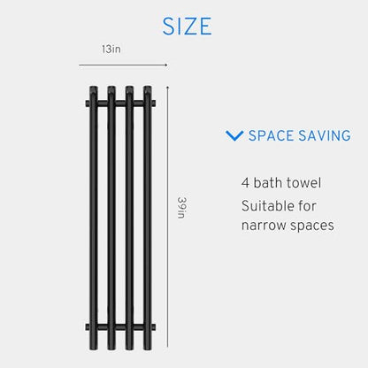 Heated Towel Rack, Towel Warmer with Timer, Wall Mounted hot Towel Warmer Rack for Bathroom, Hardwired or Plug-in Models Vertical Towel Heater Black - color: Matte Black