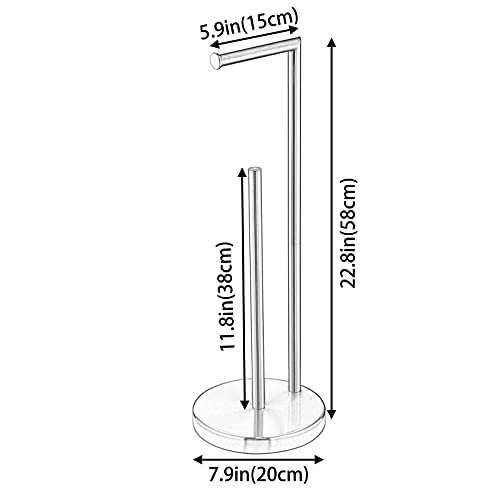 Toilet Paper Roll Holder Stand, NEWRAIN Bathroom Free Standing Toilet Tissue Paper Roll Holder Stand with Reserve Function,Brushed Nickel - color: Brushed Nickel