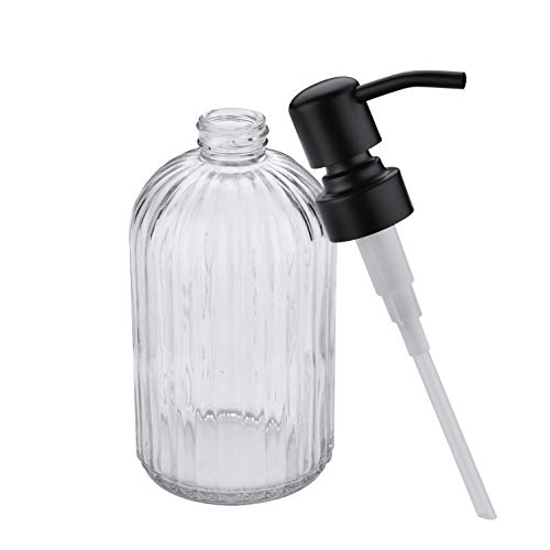 Matte Black Dish Kitchen Soap Dispenser, Bathroom Liquid Soap Dispenser with Rustproof Stainless Steel Pump, 16 Oz Glass Bottle,2 Packs - color: Matte Black +Clear, size: 2-Pack