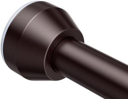 TEECK Shower Curtain Rod, 32-94 inch Adjustable Tension Spring, 1 Inch Shower Curtain Rod Tension, Anti-Slip, Rust-Proof, No Drilling, for Bathroom, Brown - color: Brown, size: 32-94 Inches