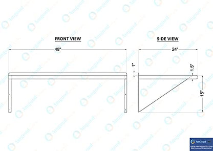 AmGood 24 in. x 48 in. Stainless Steel Wall Shelf | NSF | Metal Shelving | Garage, Laundry, Storage, Utility Room | Restaurant, Commercial Kitchen - size: 24 in. x 48 in.