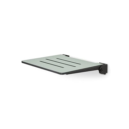 18 inch Silhouette Slimline Folding Wall Mount Shower Bench Seat, Sea Green Seat with Matte Black Frame - color: Sea Green Seat With Matte Black Frame
