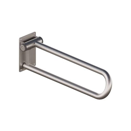 HEALTHCRAFT P.T. Rail 28" Left Side, Fold-Down Rail - Brushed Stainless | Wall-mounted hinged toilet rail, folds flat when not in use - color: Stainless Steel, size: 28"