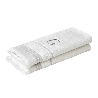 SKL Home Casual Monogram Hand Towel Set, G, 16x26, White 2 Count - color: Casual Monogram Hand Towel Set, size: Hand Towel Set, style: G