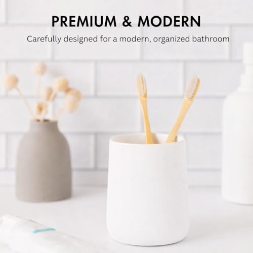 Yew Design Matte White Bathroom Toothbrush Holder Cup - Round - color: Round Matte White