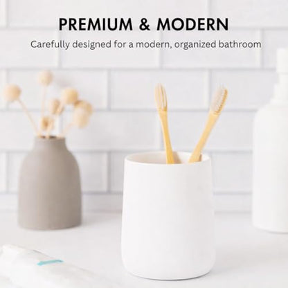 Yew Design Matte White Bathroom Toothbrush Holder Cup - Round - color: Round Matte White