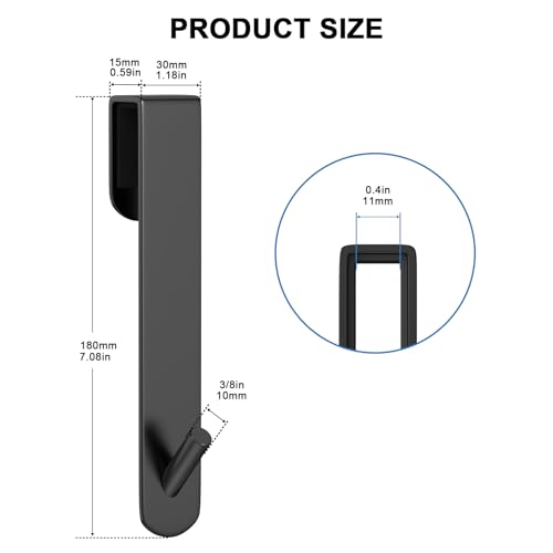 Shower Door Hook, Extended Length Frameless Shower Door Hook (7 Inches), Heavy-Duty Bathrobe Towel Stainless Steel Hook, No Drilling or Adhesive Required, 2-Pack,Black - color: Black-XG