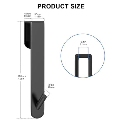 Shower Door Hook, Extended Length Frameless Shower Door Hook (7 Inches), Heavy-Duty Bathrobe Towel Stainless Steel Hook, No Drilling or Adhesive Required, 2-Pack,Black - color: Black-XG