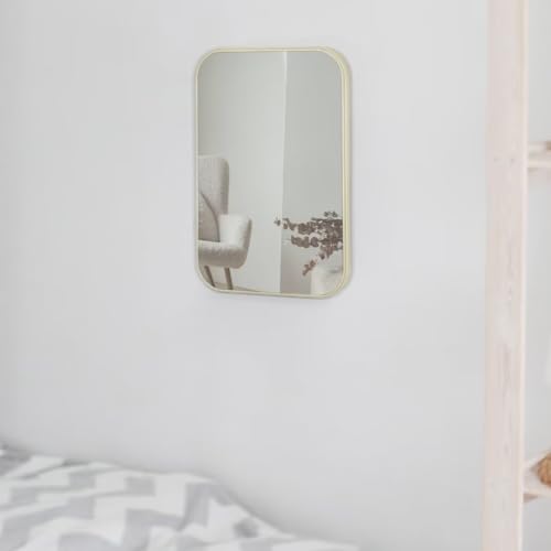 8-Inch Table Desk Vanity Makeup Mirror, Simple Portable Travel Mirror with Stand, Standing and Wall Hanging Dual-use, Beige - color: Beige