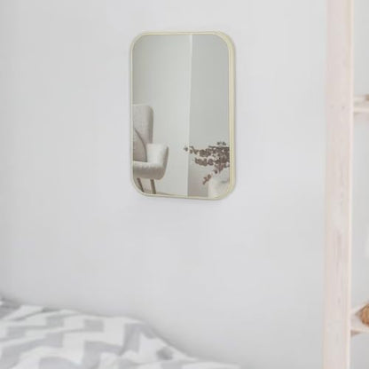8-Inch Table Desk Vanity Makeup Mirror, Simple Portable Travel Mirror with Stand, Standing and Wall Hanging Dual-use, Beige - color: Beige