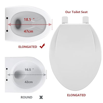 19" Elongated Toddler Toilet Seat, Built-In Potty Training Seat with Soft Quiet Close Non-Slip Design, Magnetic Kids Seat and Cover for Family Bathrooms, Durable and Easy to Clean,Pink - color: Pink, with Toddler Seat, size: Elongated (19″)