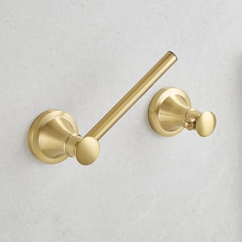Hoimpro Wall Mounted Rustproof Toilet Tissue Paper Holder Bathroom Accessories Toilet roll Paper Hanger, Brushed Gold - color: Brushed Gold
