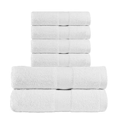 BY LORA 660 GSM Bath Towel Set of 6, 100% Ring-Spun Cotton Terry, 2 Bath Towels + 4 Hand Towels, Hotel Quality, Heavyweight Plush, White - color: White, size: 6-Piece Set