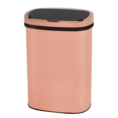 Kitchen Trash Can Automatic Motion Sensor Bathroom Trash Can with Lid,50 Liter/13 Gallon Touchless Trash Bin,Garbage Can Waterproof Garbage Bin Wastebasket for Toilet,Office,Caravans,Bedroom,Pink - color: Pink