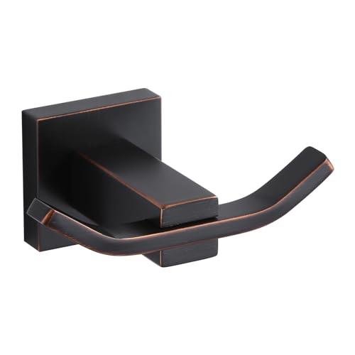 WOWOW Towel Hooks for Bathrooms Oiled Rubbed Bronze, SUS304 Stainless Steel Coat Hook, Bathroom Robe Towel Holder, Heavy Duty Robe Hooks, Bathroom Double Towel Hooks for Coats, sponges, Wall Mount - color: Oiled-Rubbed Bronze