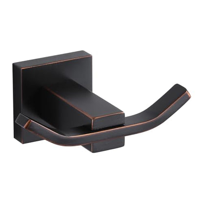WOWOW Towel Hooks for Bathrooms Oiled Rubbed Bronze, SUS304 Stainless Steel Coat Hook, Bathroom Robe Towel Holder, Heavy Duty Robe Hooks, Bathroom Double Towel Hooks for Coats, sponges, Wall Mount - color: Oiled-Rubbed Bronze