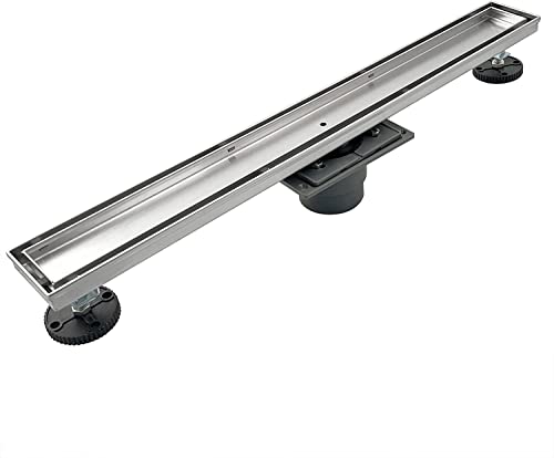 Neodrain 28" Linear Shower Drain with Tile Insert Grate & Shower Drain Base | 304 Stainless Steel, Fast Drainage, Rectangle Shower Floor Drain with Leveling Feet & Hair Strainer, Fits Bathroom, Balcony - color: Brushed With Base, size: 28 IN