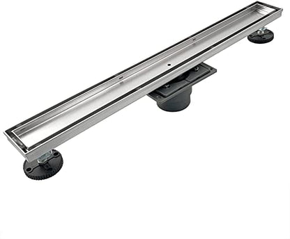 Neodrain 28" Linear Shower Drain with Tile Insert Grate & Shower Drain Base | 304 Stainless Steel, Fast Drainage, Rectangle Shower Floor Drain with Leveling Feet & Hair Strainer, Fits Bathroom, Balcony - color: Brushed With Base, size: 28 IN